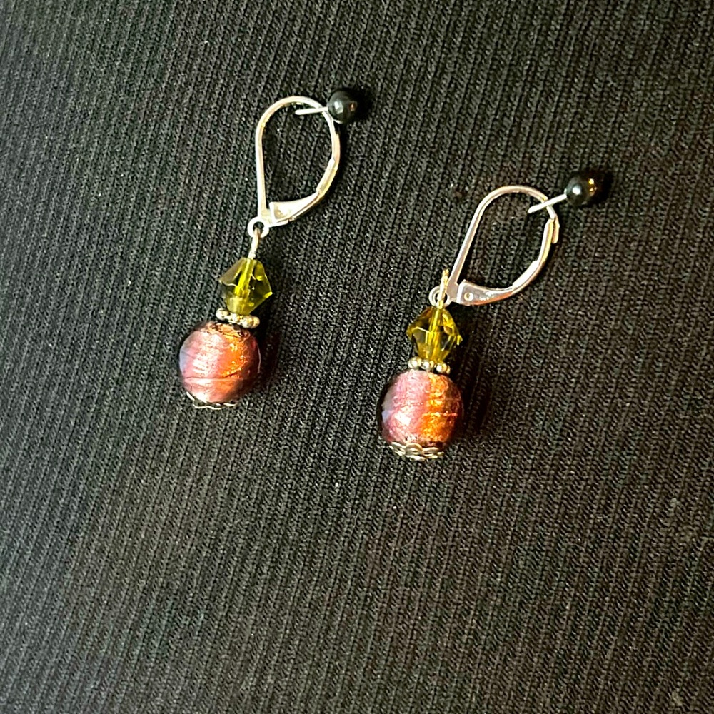 Pretty Purple bead and peridot beaded earrings!